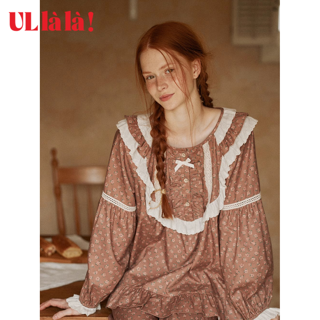 Ullala韩国进口乌拉拉睡衣睡裤女秋冬纯棉长袖家居服套装休闲甜美