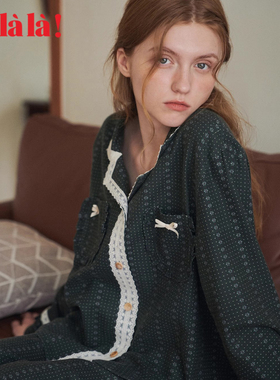 Ullala乌拉拉韩国进口睡衣女韩版长袖长裤纯棉套装休闲碎花家居服