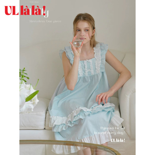 Ullala法式宫廷风女纯棉吊带睡裙