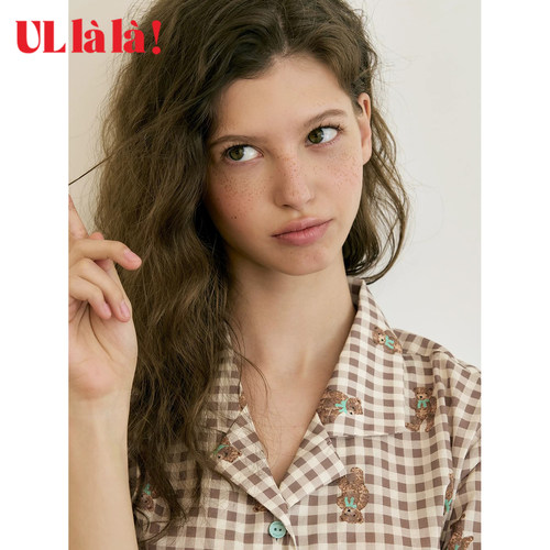 Ullala纯棉小熊短袖短裤套装女夏