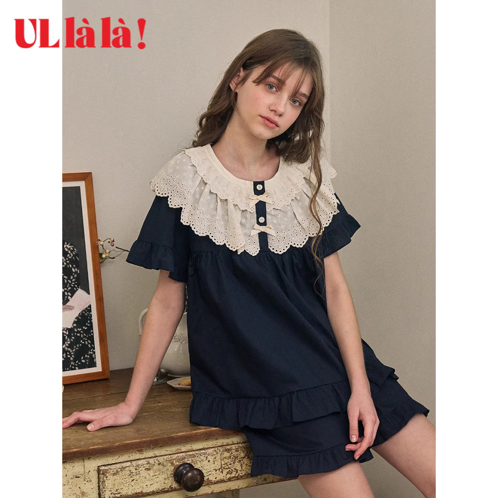 Ullala韩国进口家居服睡衣套装短袖短裤女睡衣夏甜美纯色纯棉减龄,女士内衣/男士内衣/家居服,睡衣/家居服套装,淘宝优惠券,粉丝福利购,淘宝优惠卷