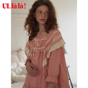 甜美公主风花边 ULLALA 乌拉拉韩国进口春季 纯棉七分袖 家居服套装