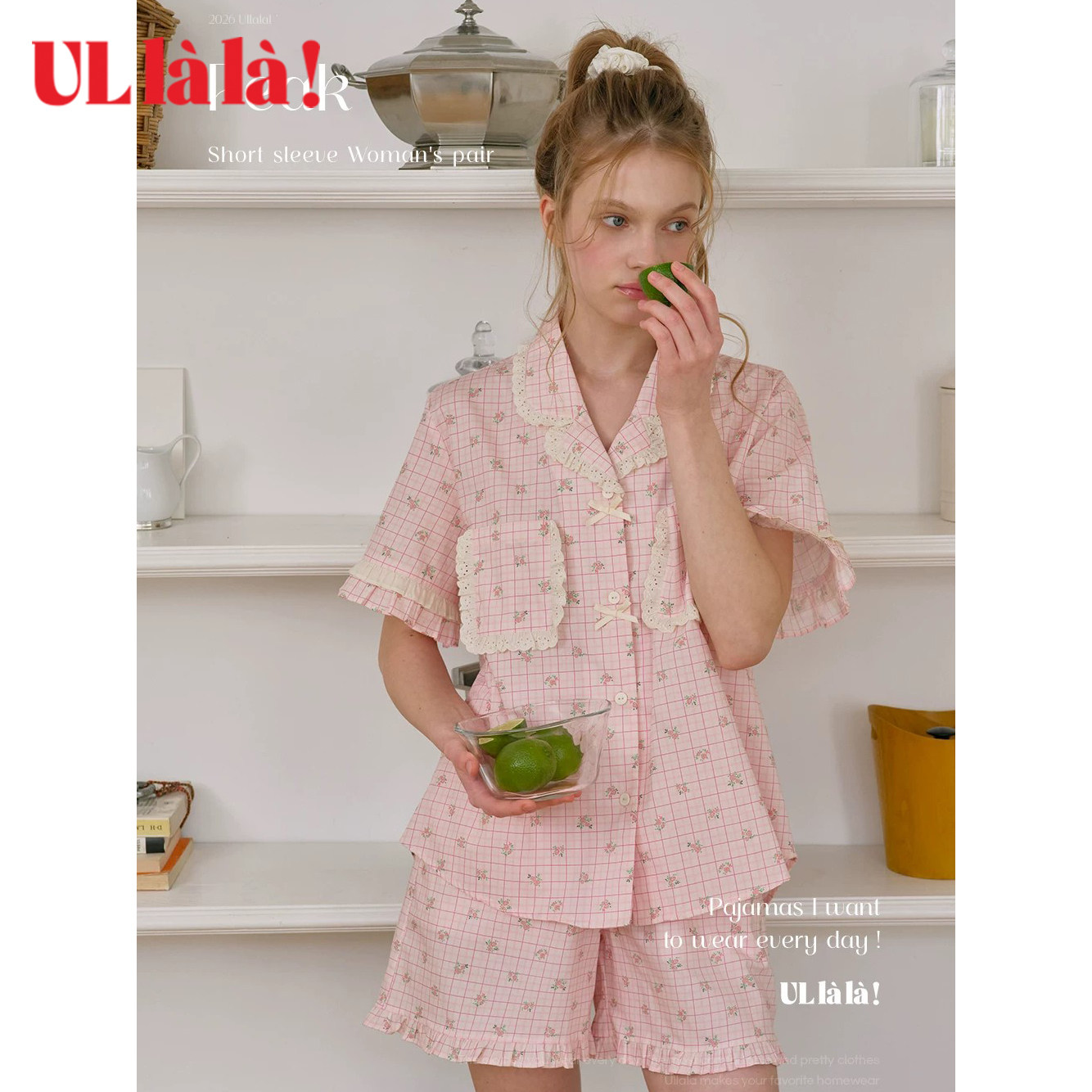 ULLALA纯棉碎花短袖短裤睡衣套装