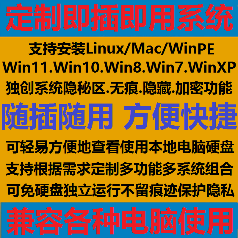 WTG系统电脑插USB随身口袋便携即插即用网吧影子无痕U盘Win To Go