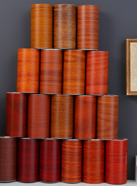 红胡桃木纹红木修补贴门框包边门套贴纸桌面家具红色木皮木门修复