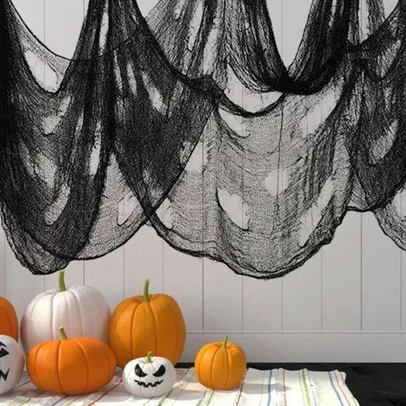 HOT SALES!!! Black Halloween Creepy Gauze Large Grid Yarn
