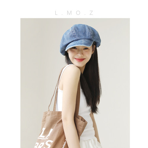 大版时尚水洗牛仔贝雷帽