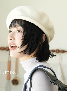 蓝墨竹LMO.Z日系贝雷帽女2025秋冬新款羊毛显脸小前进画家帽