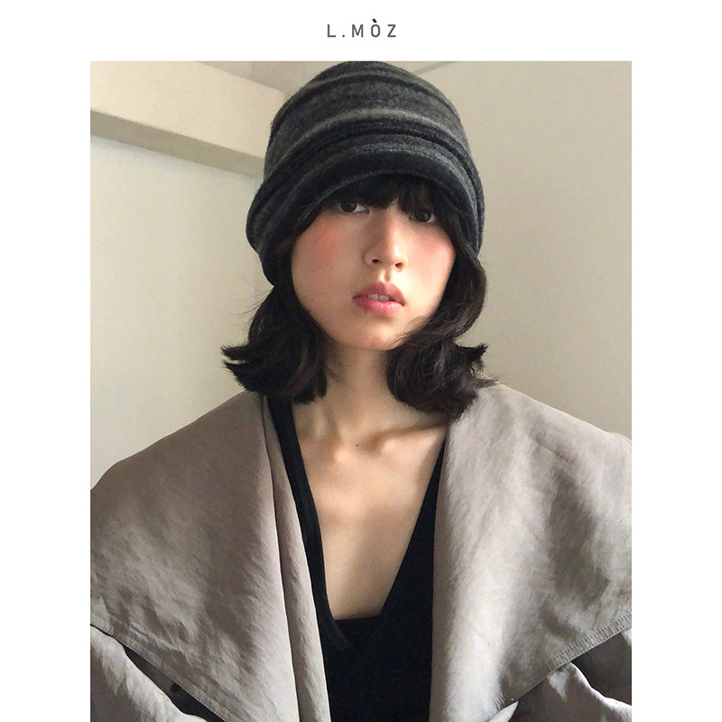 蓝墨竹L.MOZ含羊毛针织冷帽子女秋冬季显脸小堆堆帽大头围包头帽,服饰配件/皮带/帽子/围巾,帽子,淘宝优惠券,粉丝福利购,淘宝优惠卷