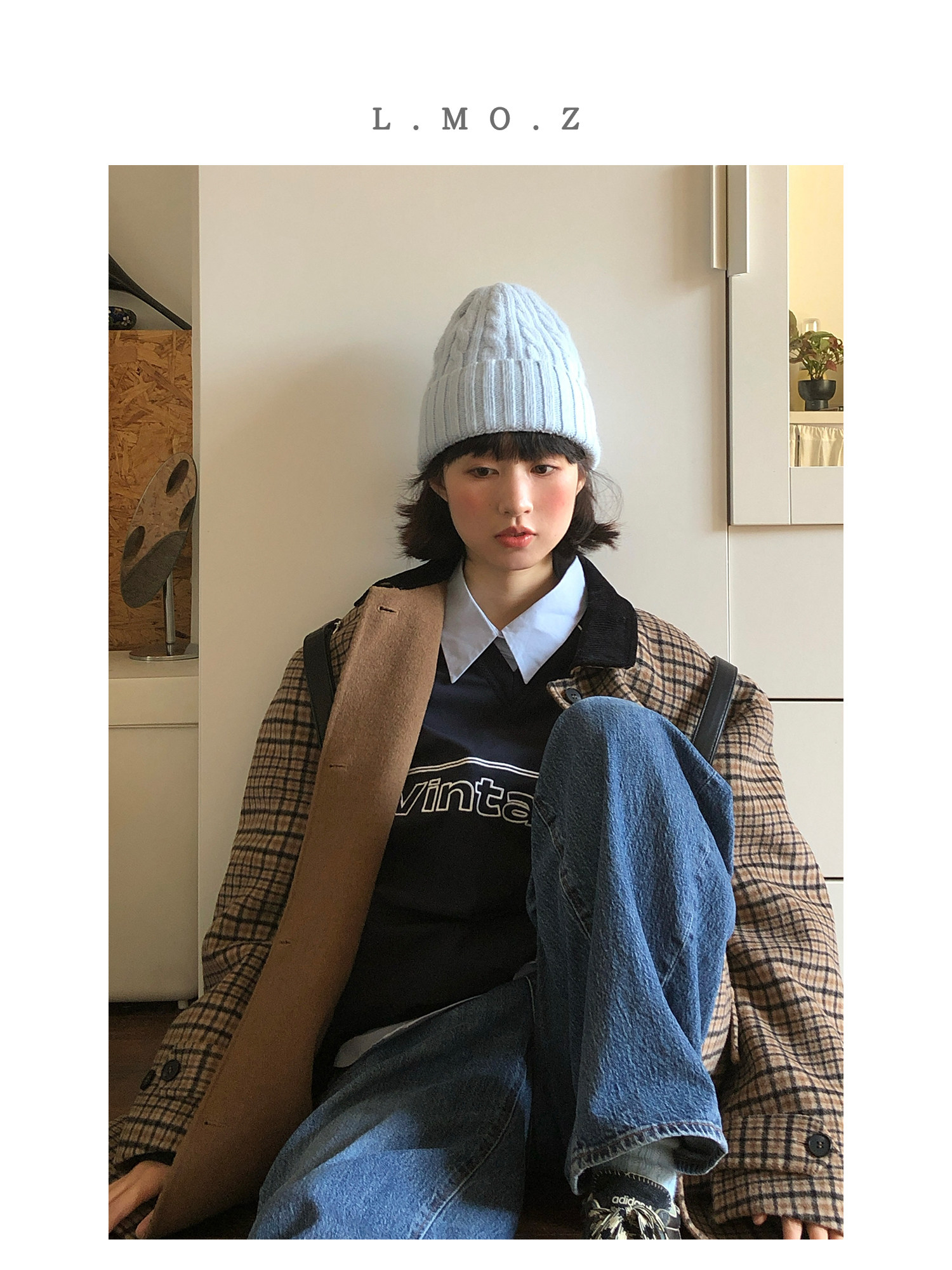 L.MOZ定制冬日马卡龙兔毛麻花加厚保暖冷帽休闲纯色毛线帽潮帽