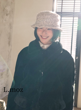 蓝墨竹LMO.Z毛绒渔夫帽女秋冬新款时尚百搭羊毛盆帽大帽檐显脸小