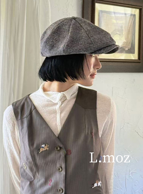 蓝墨竹LMO.Z日系文艺风八角帽子女秋冬新款百搭显脸小前进贝雷帽
