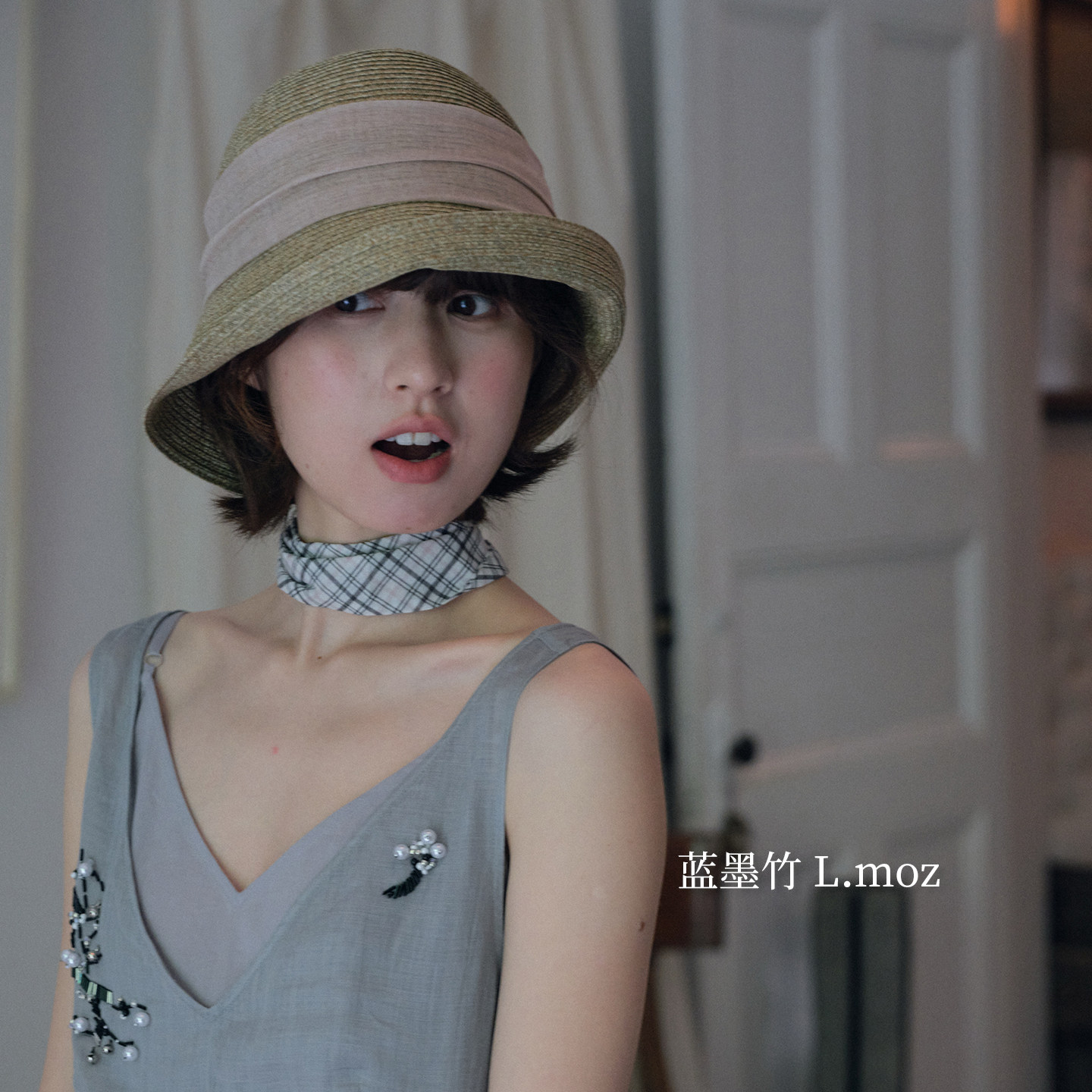 蓝墨竹L.MOZ日系草编渔夫帽子百搭显脸小2026新款夏季遮阳防晒帽