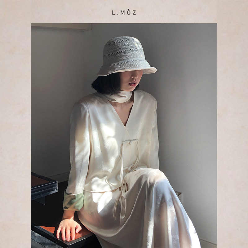 L.MOZ定制2025春夏季新款镂空渔夫帽子女海边防晒透气显脸小盆帽