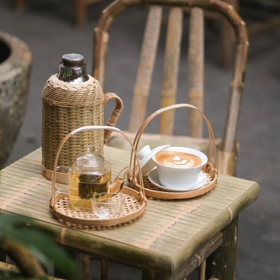 盖碗茶竹编下午茶套餐国风茶具