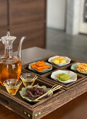中式荷叶茶点盘耐热茶具套装