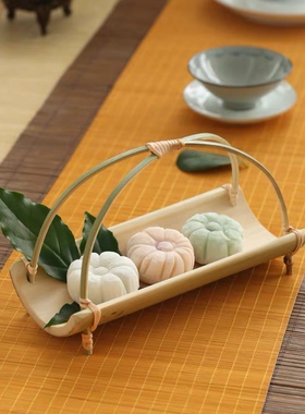 竹制茶点盘中式点心盘茶巾托