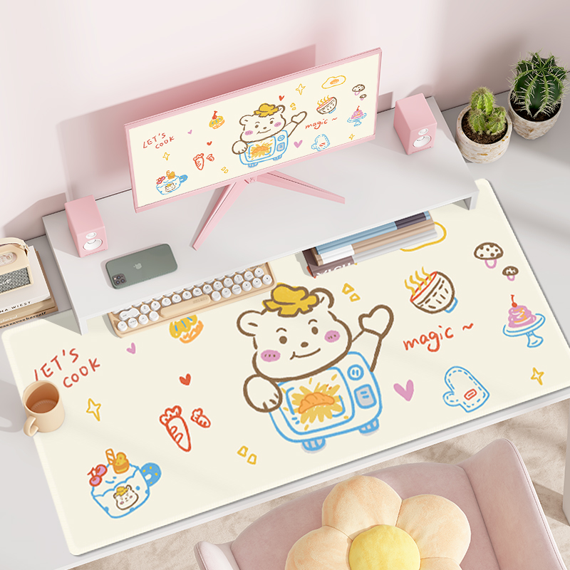 趣味卡通鼠标垫ins办公游戏桌垫女生创意可爱加厚防滑大号桌面垫