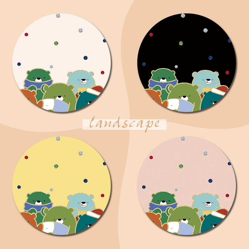 卡通小熊鼠标垫ins可爱男女生写字台书桌垫卡通笔记本圆形防滑垫