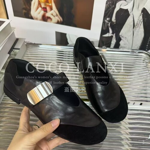 【COCO  LANXI】时尚女士黑色经典圆头气质百搭小单鞋25DX484LX