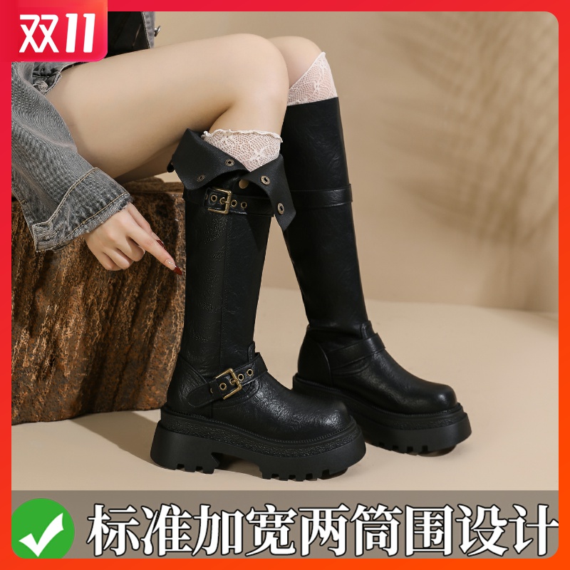 大筒围高筒靴粗腿显瘦胖m