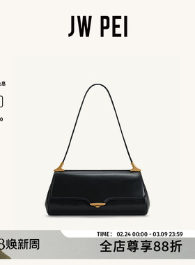 JW PEI大容量单肩包Eloise新款女包法棍包黑色复古通勤包包女7C66