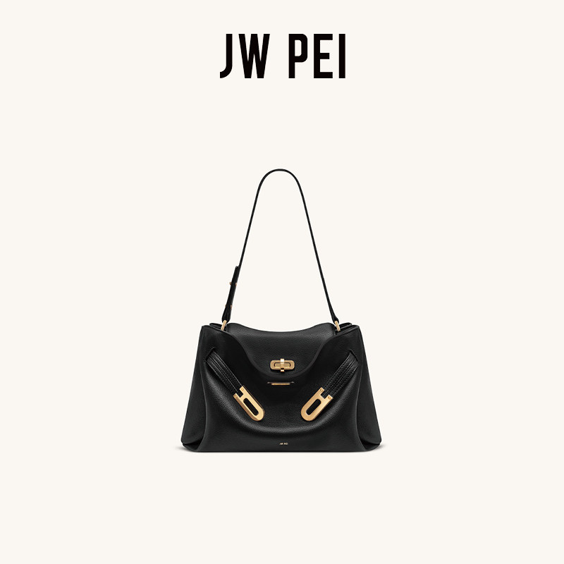 JW PEI凯莉包包2026新款Rhea鹅卵石纹单肩斜挎包通勤手提包5S402