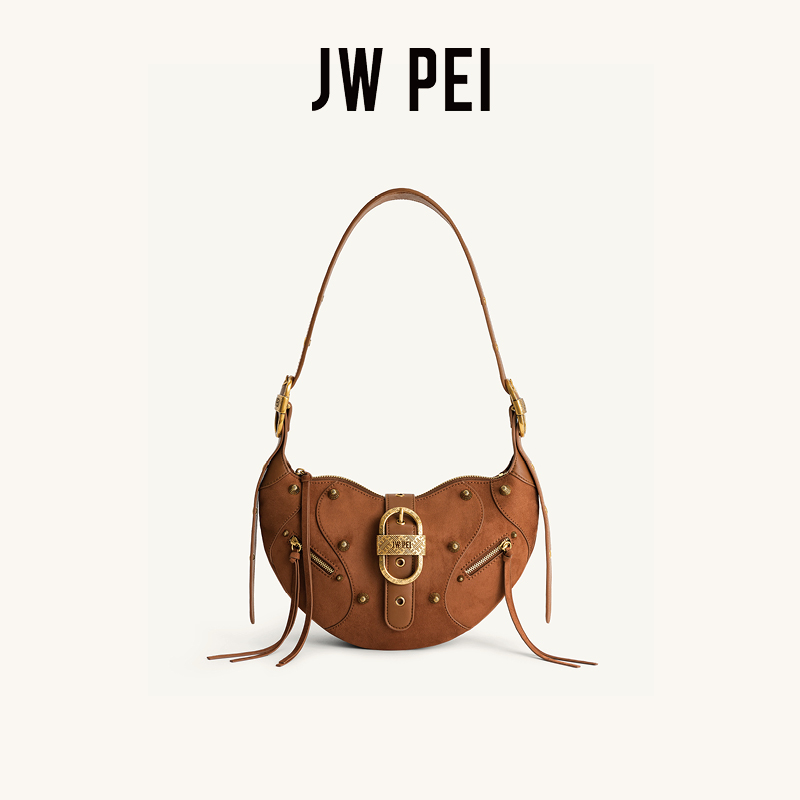 JWPEI大容量流苏铆钉复古机车包