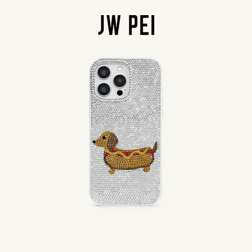 JW PEI腊肠犬热狗手机壳奢华水钻苹果手机iPhone17Promax新款高颜值卡通可爱PE047