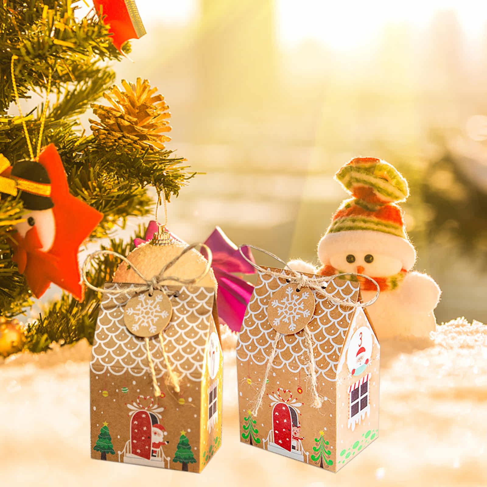 24pcs kraft paper boxes christmas gift box house shape