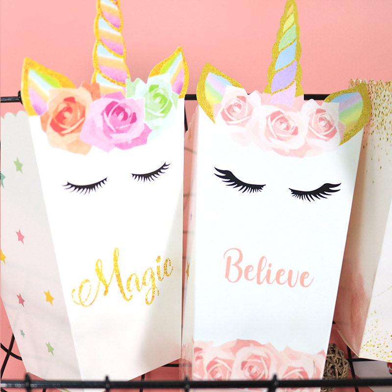 unicorn party supplies paper popcorn box gift box candy