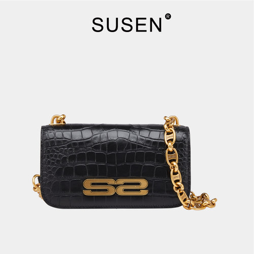 SUSEN欧美时尚鳄鱼纹小通勤百搭