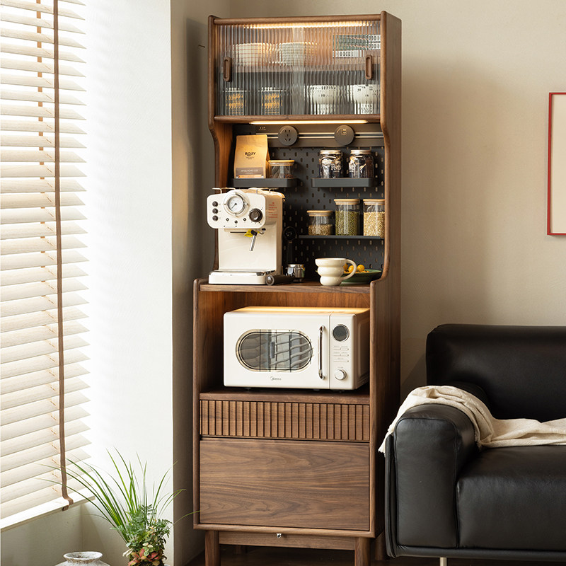 黑胡桃木餐边柜靠墙一体储物柜客厅边柜置物高柜小户型实木茶水柜,住宅家具,餐边柜,淘宝优惠券,粉丝福利购,淘宝优惠卷