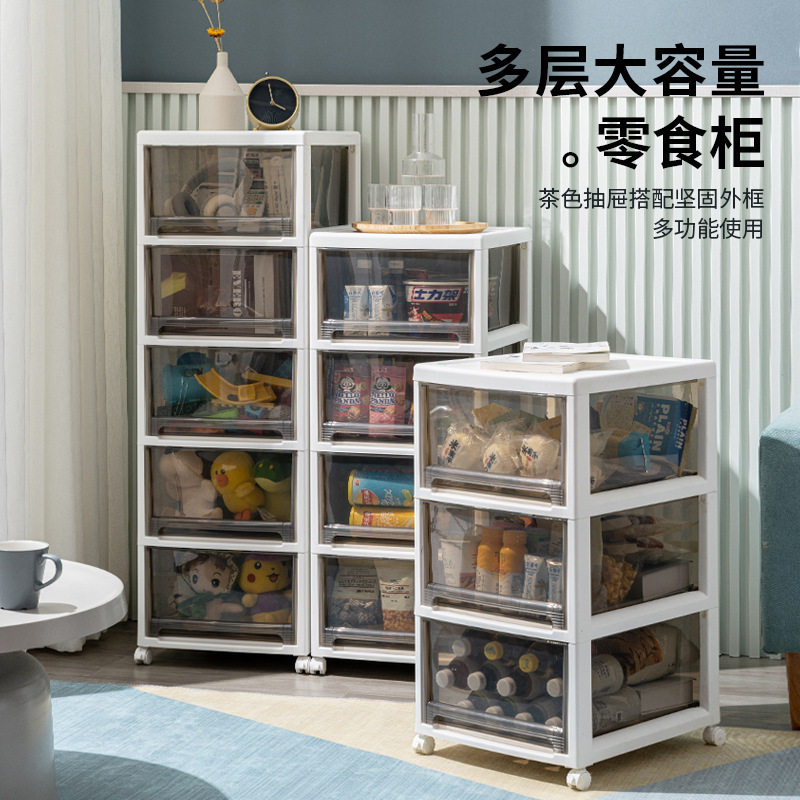 家用收纳柜子玩具箱抽屉式塑料透明多层客厅零食整理多功能储物柜