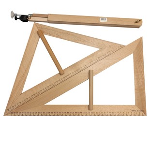 实木磁性教学大三角板用尺规黑板白板绘图L木质量角器圆规套装教