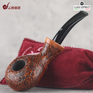 云鹤意大利Viprati维布拉蒂手工石楠木烟斗棕喷砂勺子2