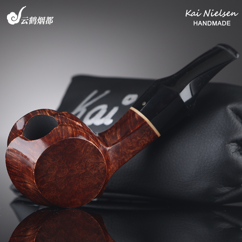 云鹤丹麦Kai Nielsen凯&middot;尼尔森手工石楠木烟斗光面双面鼓B级