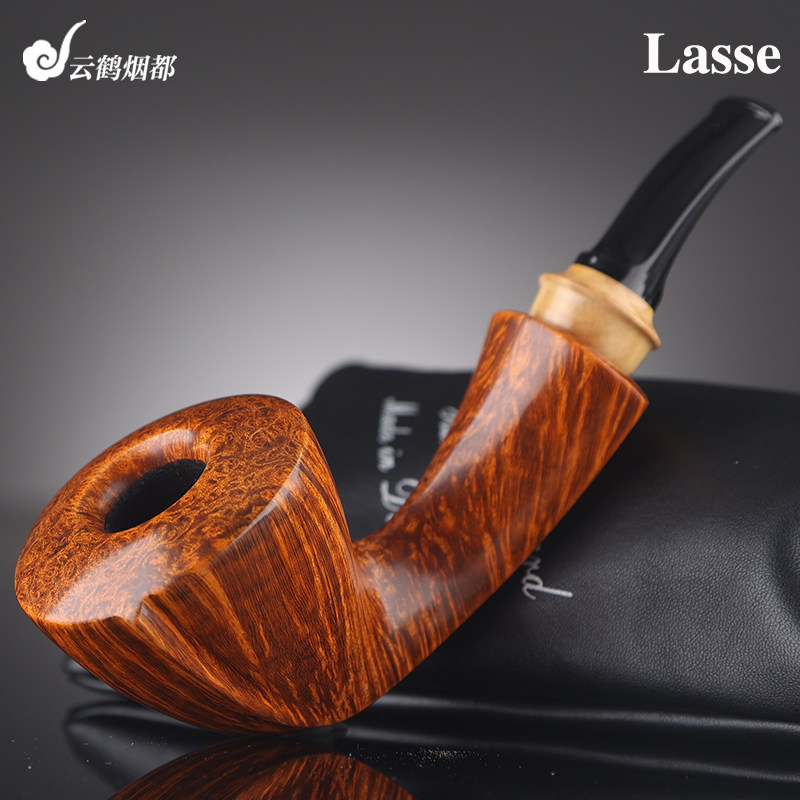 云鹤丹麦Lasse拉塞手工石楠木烟斗光面都柏林木环单狮子1