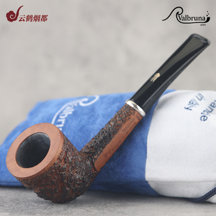 意大利Valbruna瓦尔布鲁纳手工石楠木烟斗雕刻撞球银圈直斗