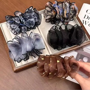 复古碎花丸子头马尾夹发夹固定神器发饰女新款后脑勺头发抓夹头饰