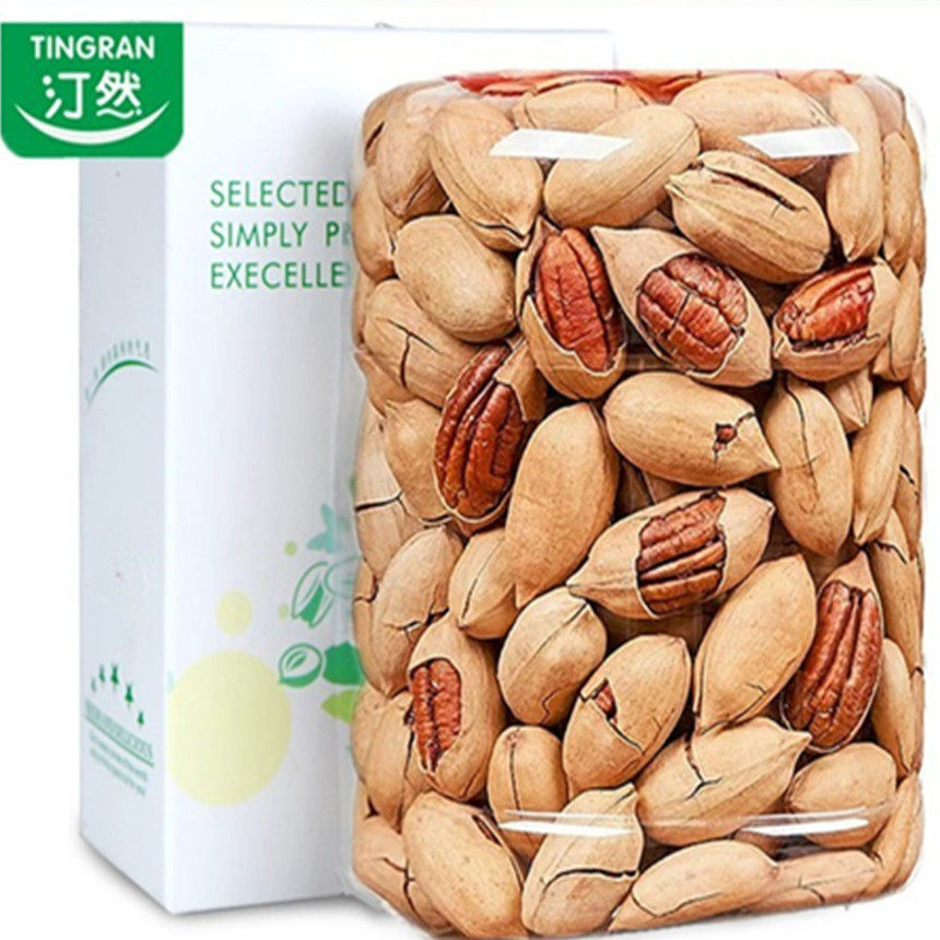 汀然带壳碧根果430g盒薄皮易剥原味奶油长寿果山核桃坚果零食100g