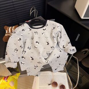 秋冬加厚纯棉小清新儿童居家服套装300g保暖秋衣秋裤男童女童套装