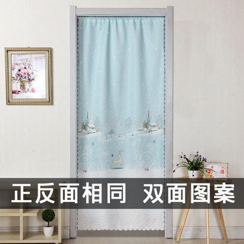 布艺防蚊免打孔四季高档长款挂帘