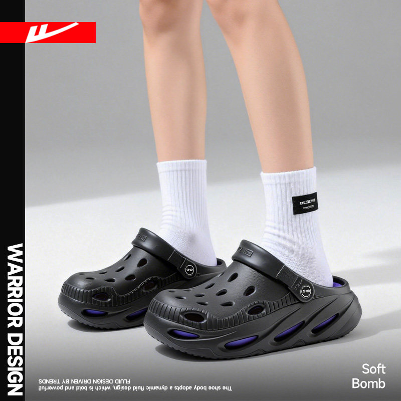 回力黑色凉拖男2026新款春季防滑包头拖鞋男士海边沙滩运动洞洞鞋