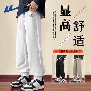 回力春夏裤子男士2025新款夏季直筒束脚裤男款卫裤运动休闲长裤男