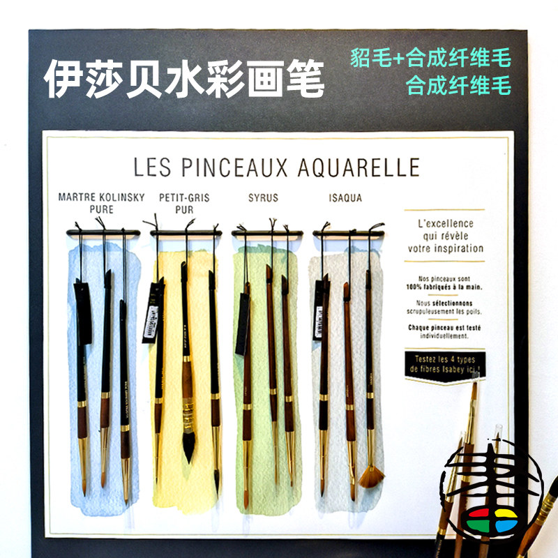 法国ISABEY伊萨贝伊莎贝水彩画笔6234-6701系列 合成纤维毛 黑貂毛 圆头笔扇形笔手工制作圆头扁头勾线上色