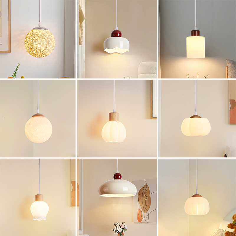 新款现代简约单头卧室床头小吊灯南瓜儿童房创意背景墙餐厅吊线灯