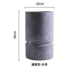 北欧侘寂风高圆柱形镁泥大花盆客厅阳台大号花园绿植盆落地带托盘