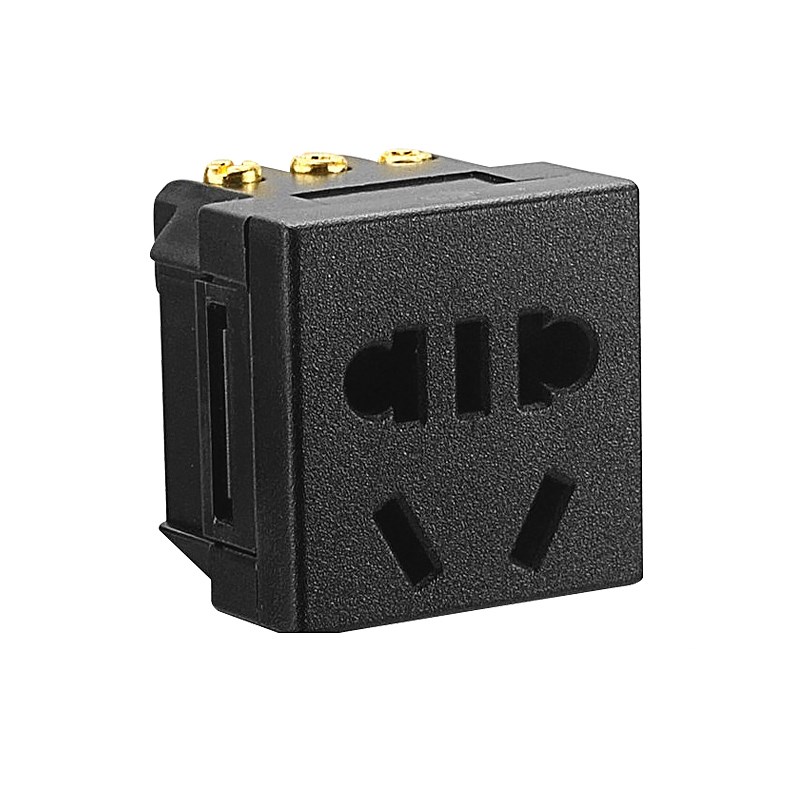 新国标五孔插座卡式嵌入式10uA二三插带安全门36*36mm AC电源插座