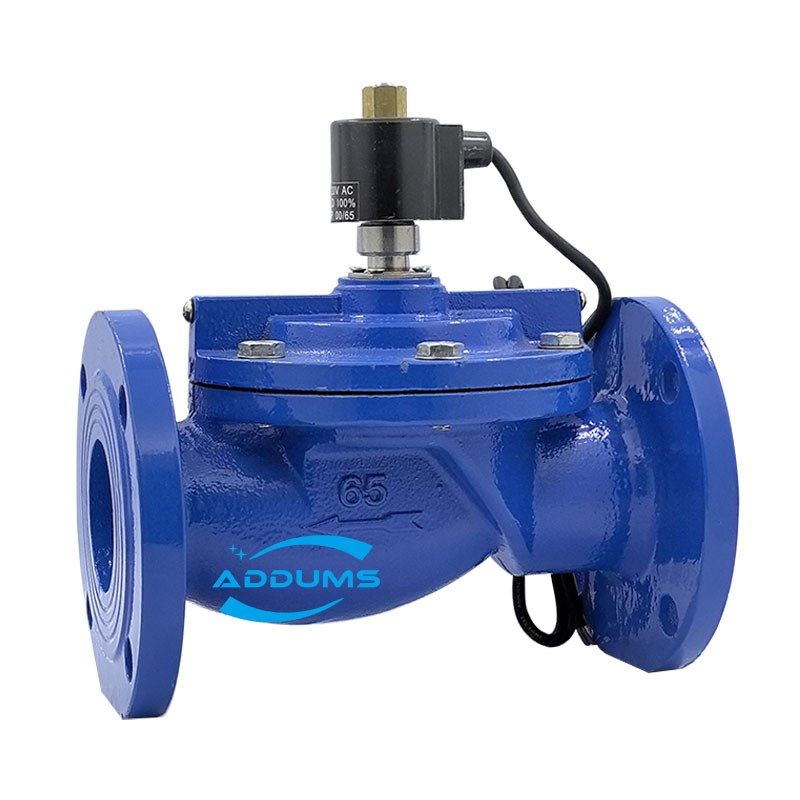 DF1常开法兰电磁开关阀24v220v铸铁水用电磁阀DN50 65 80 100 150